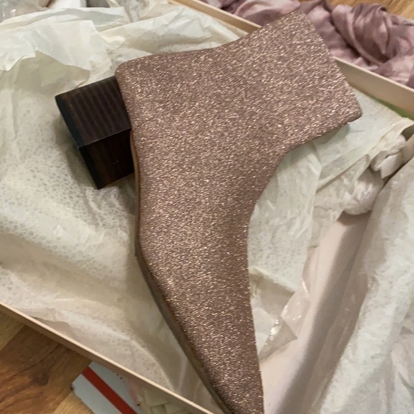 Loeffler Randall / Carter Bootie sock boot block heel  metallic sparkly pink 7.5 - Picture 5 of 7